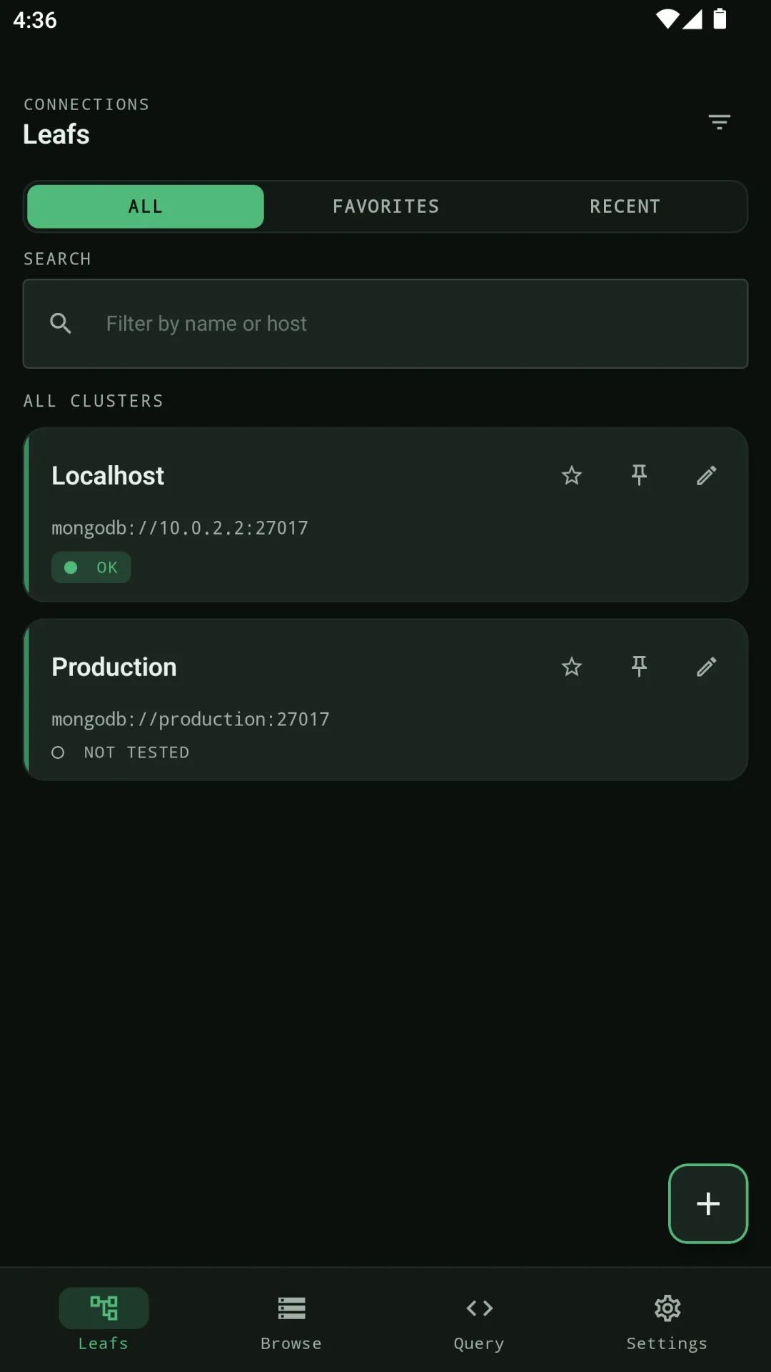 Byson connections list on a phone