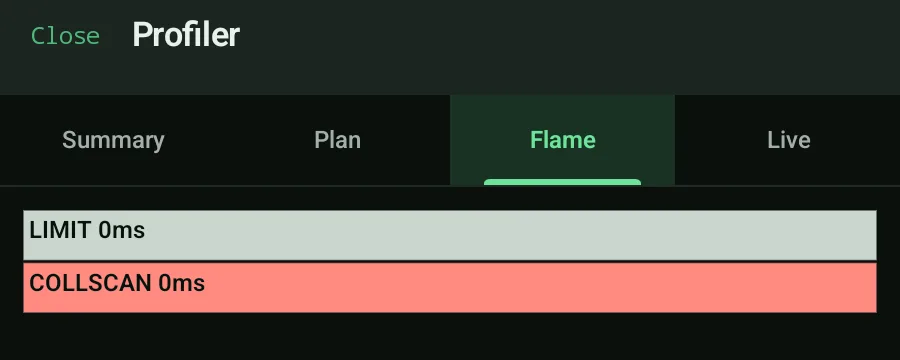 Byson query profiler flame graph on mobile